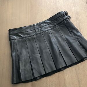 💯 leather Black mini skirt